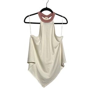 Free People Twin Peaks Ivory Halter Tank Asymmetrical Hem Size XS